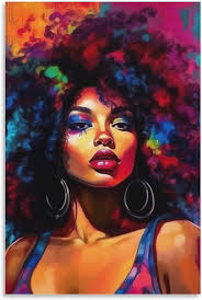 Amazon.com: FireDeer African Woman Wall Art Black Art Poster Graffiti  Canvas Painting Picture for Living Room Unframe (16x24 inch,06): Posters &  Prints