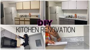 Home » diy kitchen cabinets for under $200. Diy Rental Apartment Friendly Kitchen Renovation Using Contact Paper Youtube