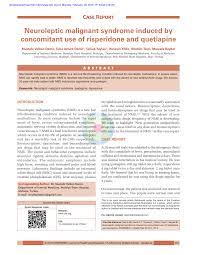 Pdf Neuroleptic Malignant Syndrome Induced By Concomitant Use Of Risperidone And Quetiapine
