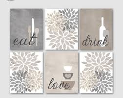 A contemporary kitchen featuring orange and white cabinets and a. Modern Kitchen Decor Etsy