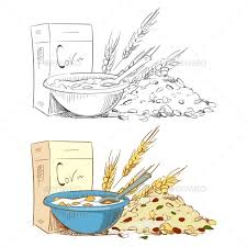 Sketch Porridge Corn Flakes And Muesli Isolated Corn Flakes Vector Sketch Diy Cookbook