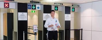 4k video motion graphic animation. Security Screening At Brisbane Airport