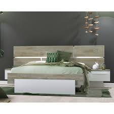 Choisissez cette tête de lit glam pour décorer et personnaliser votre chambre. Cadre Tete De Lit 160 200 Chevets Chene Blanc Mat Florine Chambre