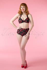 Un avión de pasajeros se estrella en siberia. 50s Classic Cherry Bikini In Black