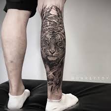 Photo By Petterlium On Instagram Melbournetattooist Tigertattoo Tiger Legtattoo Legsleeve Melbournet Back Of Leg Tattoos Thigh Tattoo Men Leg Tattoos