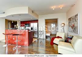 Rack 19 zoll zum kleinen preis. Modern Kitchen Interior Bright Burgundy Kitchen Room With Bar And Wine Rack Canstock