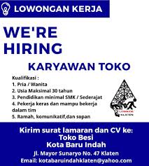 We did not find results for: Toko Besi Lowker Klaten Lowongan Klaten Dan Sekitarnya Facebook