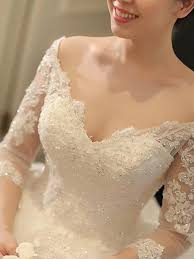 Pretty prom dresses a line prom dresses formal evening dresses quinceanera dresses ball dresses dress. Cathedral Train Ivory 3 4 Sleeves Off The Shoulder Wedding Dresses With Beading Veroella