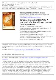 We did not find results for: Pdf Managing The Costs Of Hiv Aids A Case Study Of A South African Contract Cleaning Company