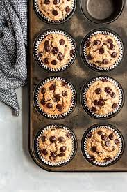 Vegan oat flour banana muffins, gluten free banana oat muffins, vegan oat muffins, healthy breakfast recipe. Healthy Gluten Free Banana Muffins Dairy Free Ambitious Kitchen