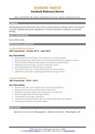 cocktail waitress resume samples