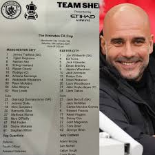 Man City's starting XI against Exeter today is unhinged. Pep Guardiola  clearly didn't fancy any cup magic today 🤣