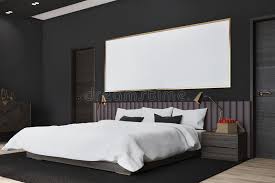 Schon heute sind die möbel für schlafzimmer in schwarz in. Schwarzes Schlafzimmer Mit Einem Plakat Seitenansicht Stock Abbildung Illustration Von Haupt Hintergrund 97820753