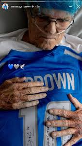 Brad Galli] Longtime Lions fan Larry Benjamin passed away, his son Jeff  said. Amon-Ra St. Brown posted a tribute to Larry, who wore his hair blue  during the team's playoff run. :