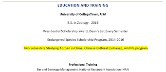 How To Include Study Abroad Experience On A Resume Examples