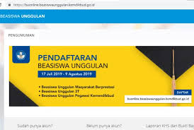 Masyarakat bisa mendaftarkan diri secara online melalui laman buonline beasiswaunggulan kemdikbud go id. Pendaftaran Beasiswa Unggulan Kemdikbud Tahun 2019