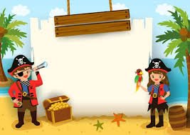 Illustration Vector Of Boy And Girl Pirate With Map Frame On Beach Background Pirate Maps Girl Pirates Framed Maps