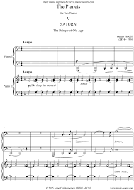 The Planets 5 Saturn Sheet Music Notes By Gustav Holst Piano Duo