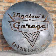 Vintage 1950 S Garage Sign Personalized Metal Wall Art Etsy Classic Car Decor Custom Metal Signs Garage Sign