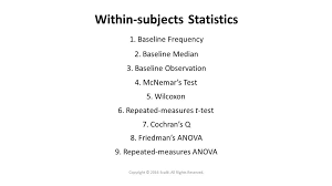There Are Nine Primary Types Of Within Subjects Statistics Baseline Frequency Statistics Subjects Anova