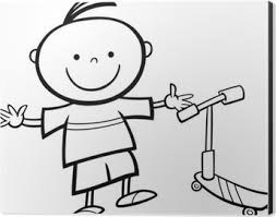 Dibujos fáciles para los más pequeños de la casa. Cuadro En Lienzo Nino Con Scooter De Dibujos Animados Para Colorear Pixers Vivimos Para Cambiar
