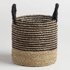 Small Black And Natural Seagrass Calista Tote Basket Basket Tote Basket Wicker