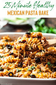 25 Minute Healthy Mexican Pasta Bake Chew Out Loud Recipe Mexican Pasta Ground Turkey Pasta Recipes Mexican Pasta Bake