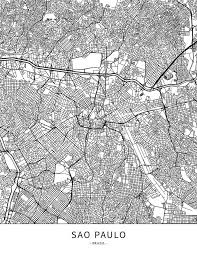 Sao Paulo Brazil Map Poster Borderless Print Template Hebstreits Maps And Sketches City Map Poster Map Poster Brazil Map