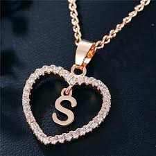 best seller romantic love pendant necklace for girls 2019 women rhines kjselections crystal heart necklace letter pendant necklace letter necklace rose gold