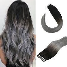 Silver blue hair blue gray hair smokey blue hair grey hair colors green hair hair colour hair color formulas dye my hair pastel hair. Tape In Human Hair Extensions Balayage Natural Black Ombre To Blue Grey Real Human Hair Sunnyhair