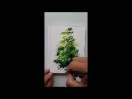 2 水彩 海棉畫樹 示範 youtube plants enjoyment
