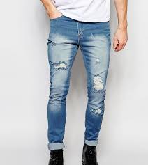 Liquor N Poker Skinny Extreme Rips Jeans In Light Stonewash Blue Mens Distressed Skinny Jeans Super Skinny Jeans Men Extreme Ripped Jeans