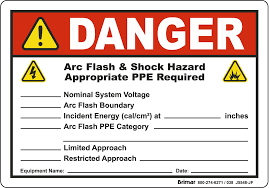 shock hazard 240 volts to 500 label