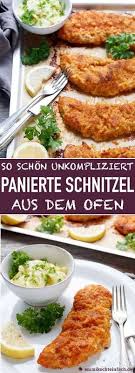 Panierte Schnitzel Aus Dem Ofen Emmikochteinfach Rezept Paniertes Schnitzel Rezepte Panieren