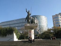 Sancho acts as squire to don quixote and provides comments throughout the novel, known as sanchismos, that are a combination of broad humour, ironic spanish proverbs, and earthy wit.panza in spanish means belly (cf. Monumento Sancho Panza Y Don Quijote Picture Of Brussels Belgium Tripadvisor