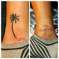 Palm Tree And Waves Ankle Tattoo Ideas Ankle Tattoo Tattoos Neck Tattoo