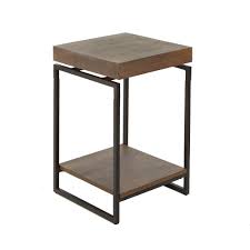 Silverwood Furniture Reimagined Bronson Gunmetal Gray And Wood Floating Top Side Table Cpft1449a The Home Depot Accent Table Side Table Contemporary Accent Tables