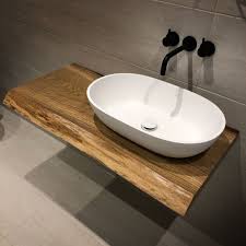 Can a wooden sink be the most suitable solution for our bathroom? Earthy Modern Oak Slab Bathroom Vanity Top Earthy Timber
