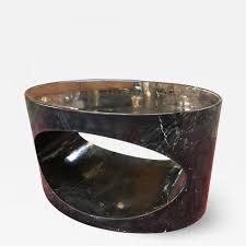 2.5'x5' black marble oval dining room table top rare inlaid art occasional decor. Black Marble Oval Low Italian Coffee Table Italy