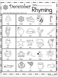Here are some easy rhyming games you can try at home to teach and practice this important skill! Free Kindergarten Rhyming Worksheets For December Made By Teachers Rhyming Worksheet Rhyming Activities Kindergarten Practice
