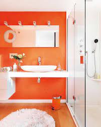 The best idea is to simply combine orange with plain white. 31 Orange Bathroom Ideas Orange Bathrooms Bathroom Colors Bathroom Design