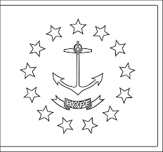 Color the flag's background blue, and the shield and letters yellow. Rhode Island Flag Coloring Page Purple Kitty