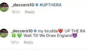 Declan rice played in republic of ireland friendlies against turkey, france and the united states last year. Declan Rice Apologises For Historic Up The Ra Tweets On Eve Of England Debut Football Sport Express Co Uk