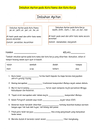 Konfiks adalah imbuhan yang terletak di awal dan akhir kata imbuhan berdasarkan frekuensi penggunaannya terbagi menjadi dua, yakni imbuhan produktif dan imbuhan tak produktif. Imbuhan Apitan Worksheet For 5