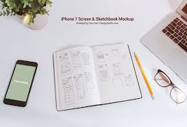 Free Sketchbook Iphone 7 Mockup Psd Free Photoshop Mockups Sketch Book Photoshop Mockup