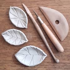 Slabbuilding Pottery Ideas Handmade Slab Built Mini Leaf Shaped Dishes White Clay Here Greenware Tips A Earthenware Ceramics Pottery Studio Ceramic Tools