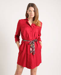 Robe fleurie de pimkie © pimkie. Robe Chemise Nouee Rouge 781305338a03 Pimkie