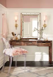 Create A Sleek Makeup Vanity With A Minimalistic Desk And A Glamorous Mirror Shop The Martha Stewart Living Glam Apartment Decor Bedroom Vintage Glam Bedroom