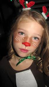 Quick Rudolph Face Bronzer For Brown Cheeks And Acrylic Paint For Nose And White Dots Who Needs Fac Christmas Face Painting Face Painting Reindeer Face Paint
