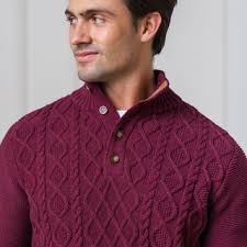 Hope & Henry Men Mock Neck Cable Sweater Medium